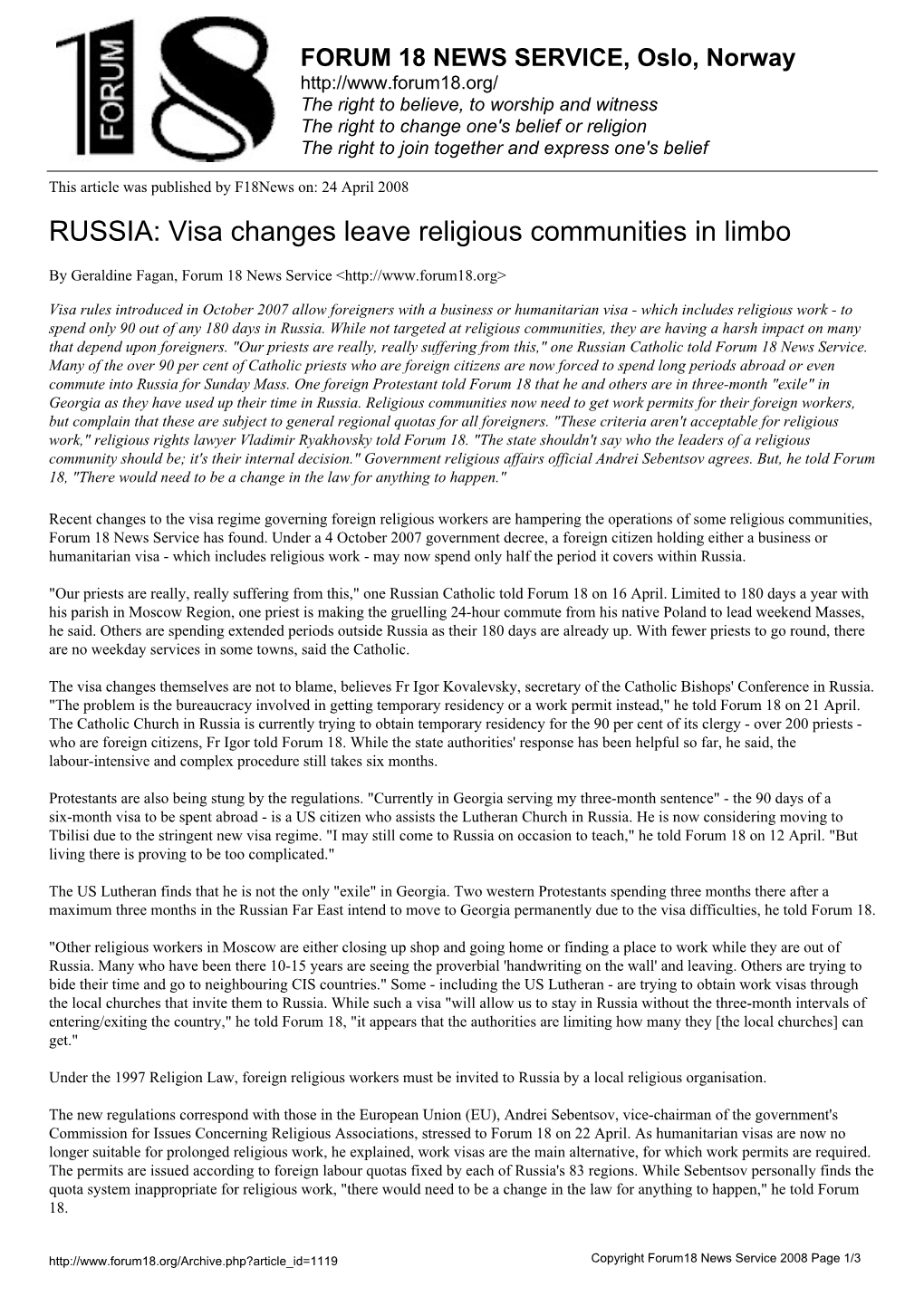 Visa Changes Leave Religious Communities in Limbo