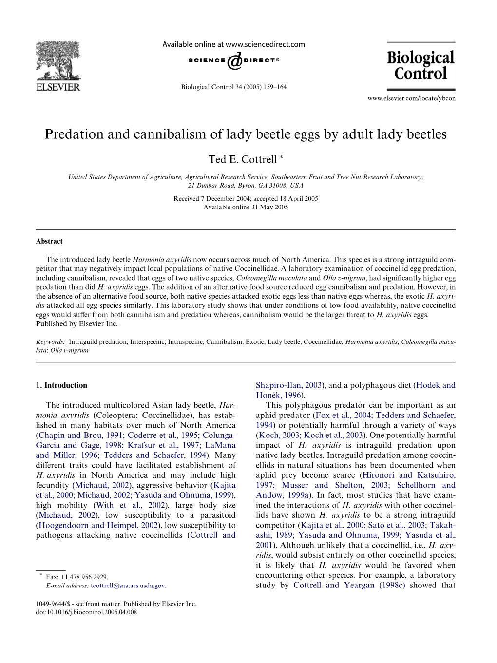 Predation and Cannibalism of Lady Beetle Eggs by Adult Lady Beetles