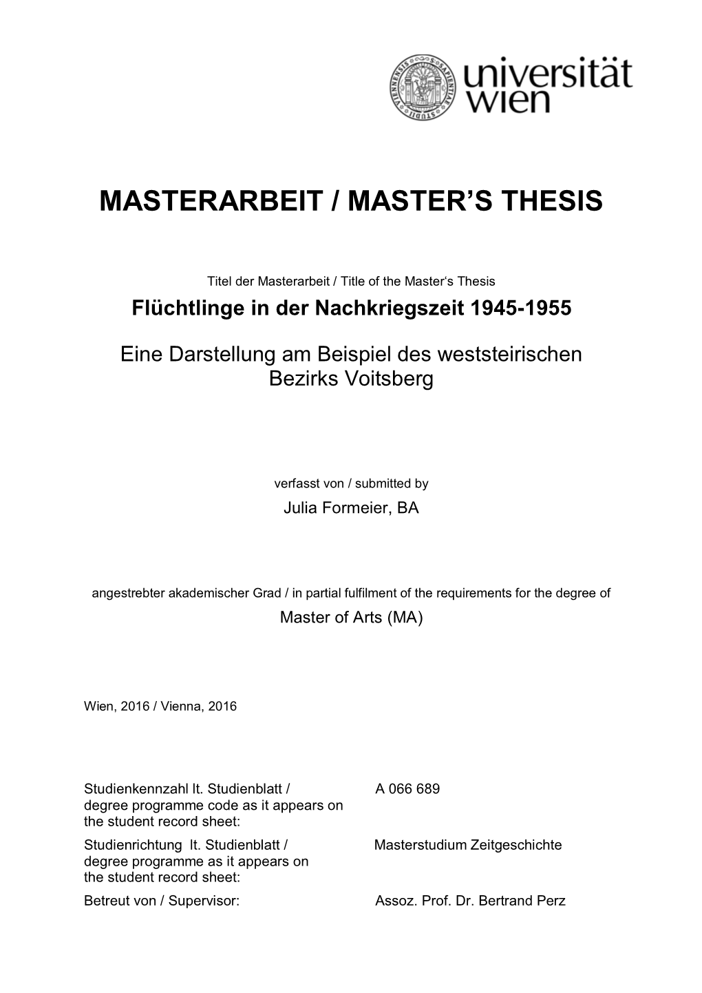 Masterarbeit / Master's Thesis