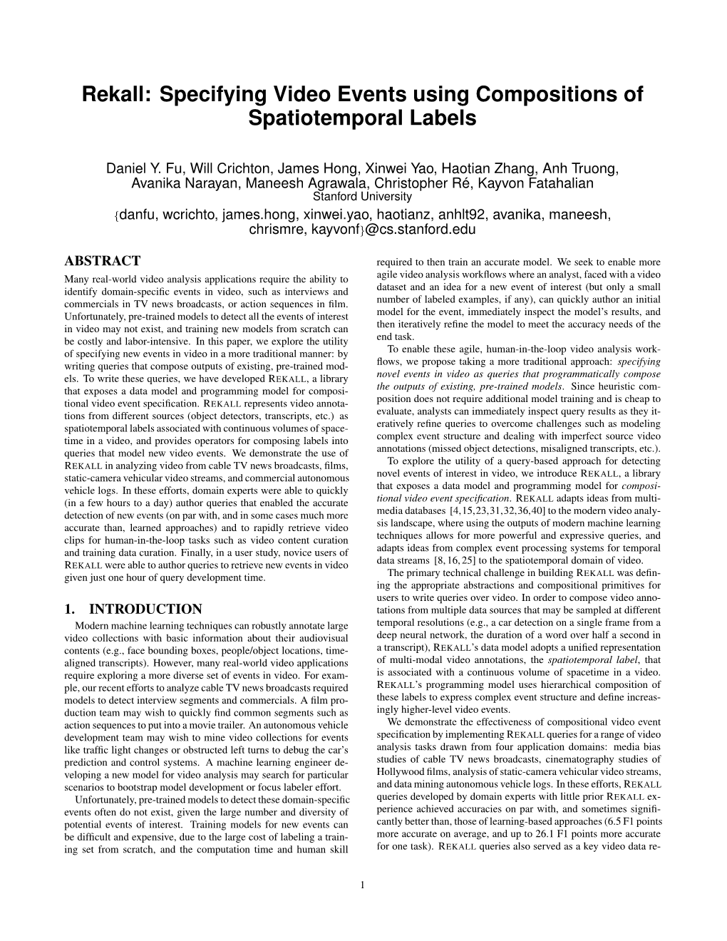 Rekall: Specifying Video Events Using Compositions of Spatiotemporal Labels