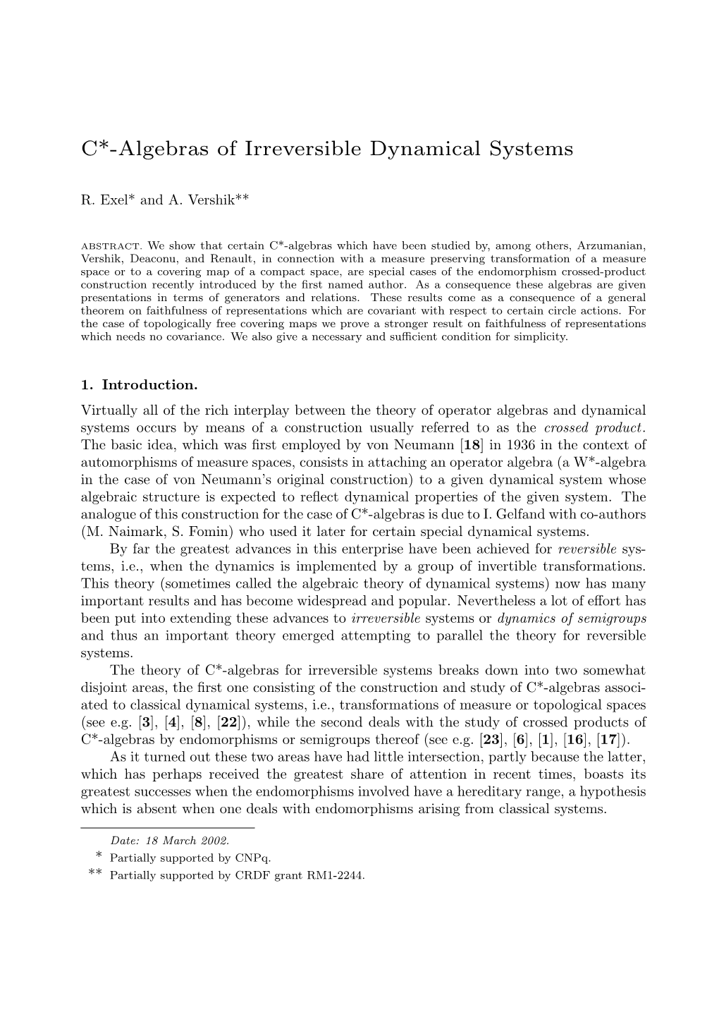 C*-Algebras of Irreversible Dynamical Systems