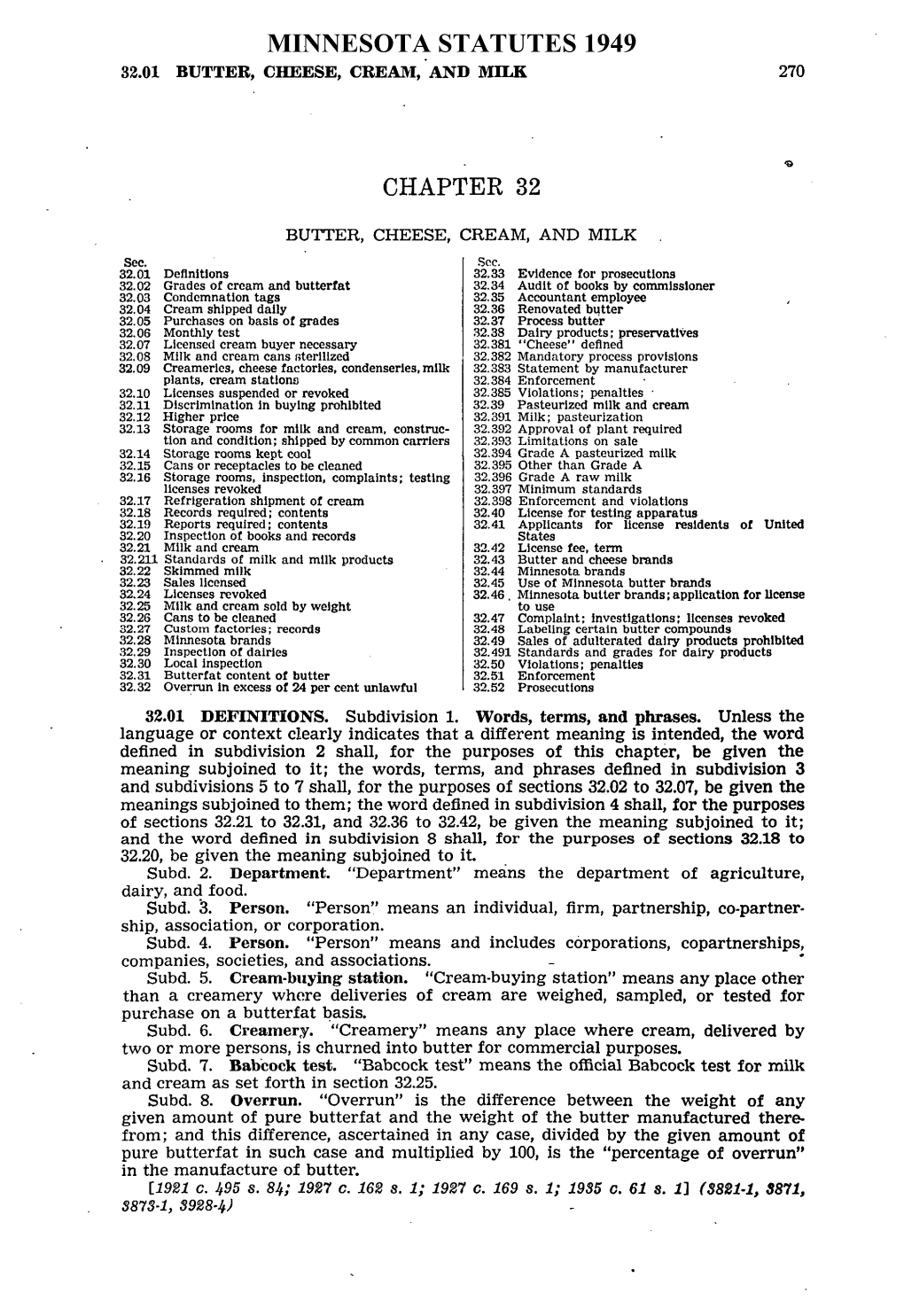 Chapter 32 Minnesota Statutes 1949
