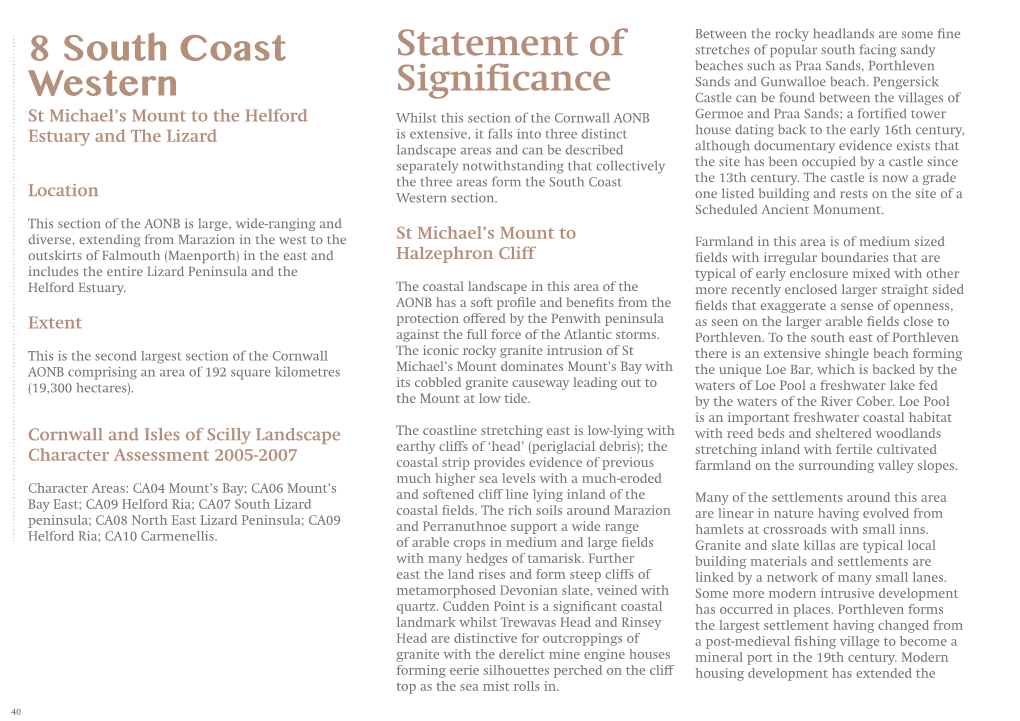 8 South Coast Western Statement of Significance