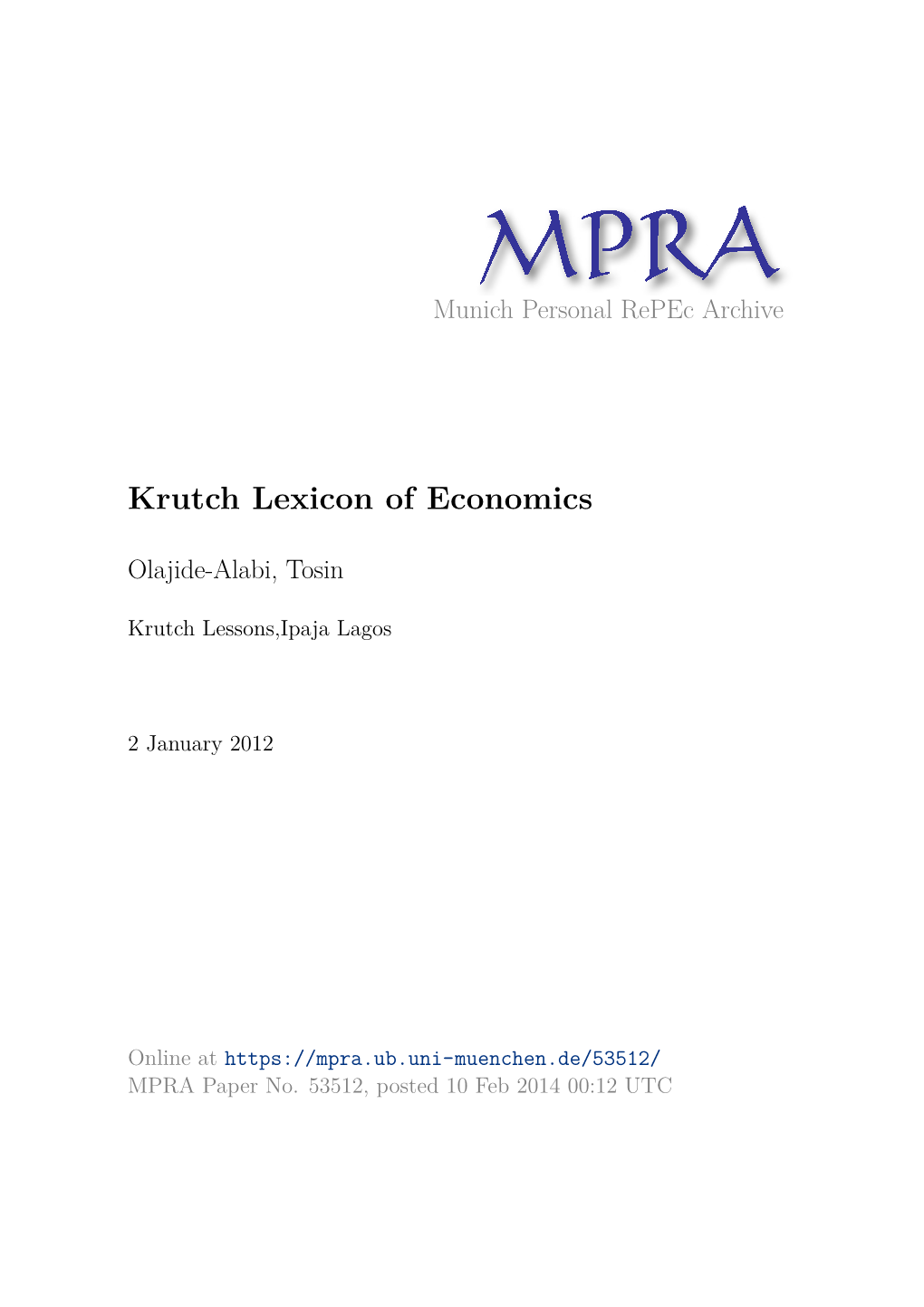 Krutch Lexicon of Economics