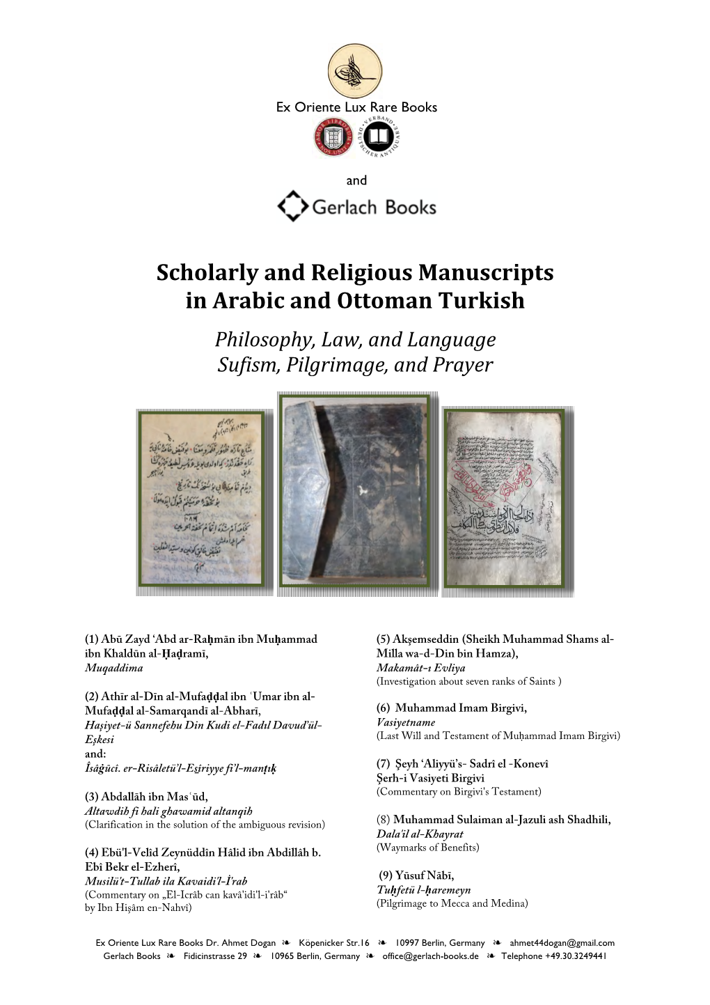 Scholarly and Religious Manuscripts in Arabic and Ottoman Turkish