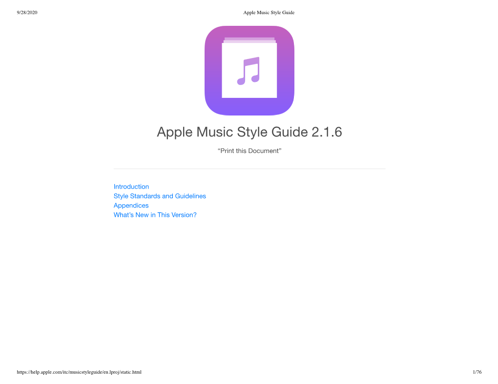 Apple Music Style Guide 2.1.6