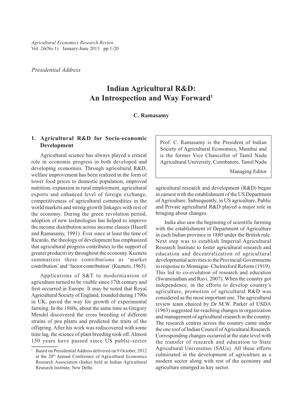 Indian Agricultural R&D