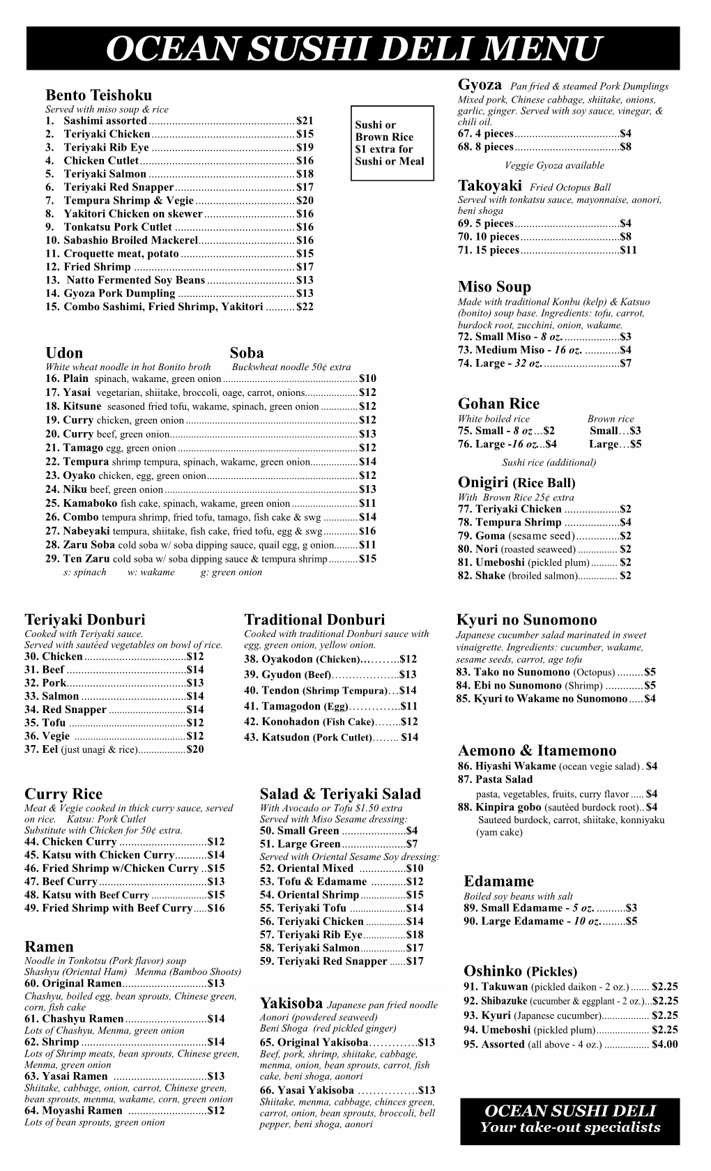 Monterey Menu