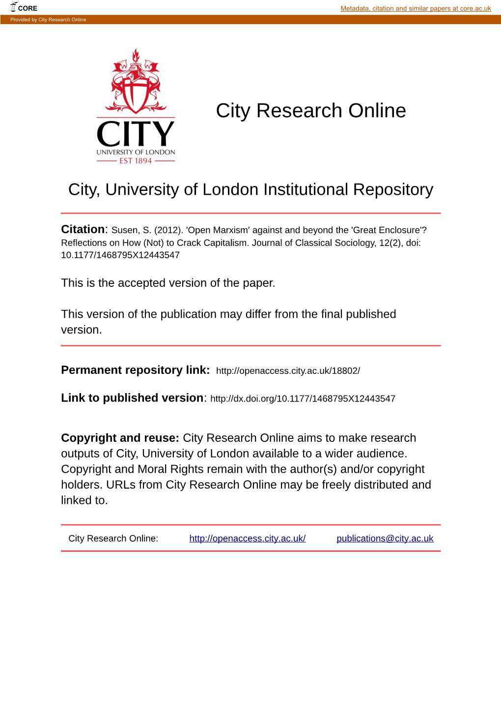 City Research Online