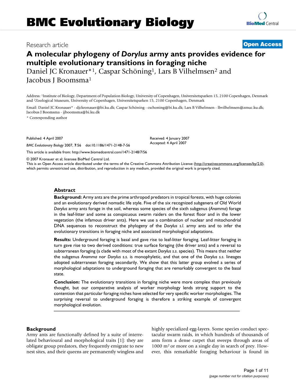 BMC Evolutionary Biology Biomed Central