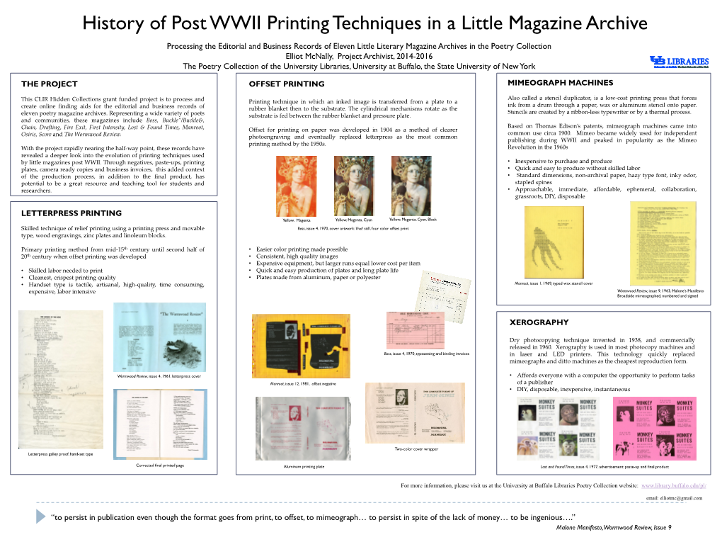 History of Post WWII Printing Techniques in a Little Magazine Archive