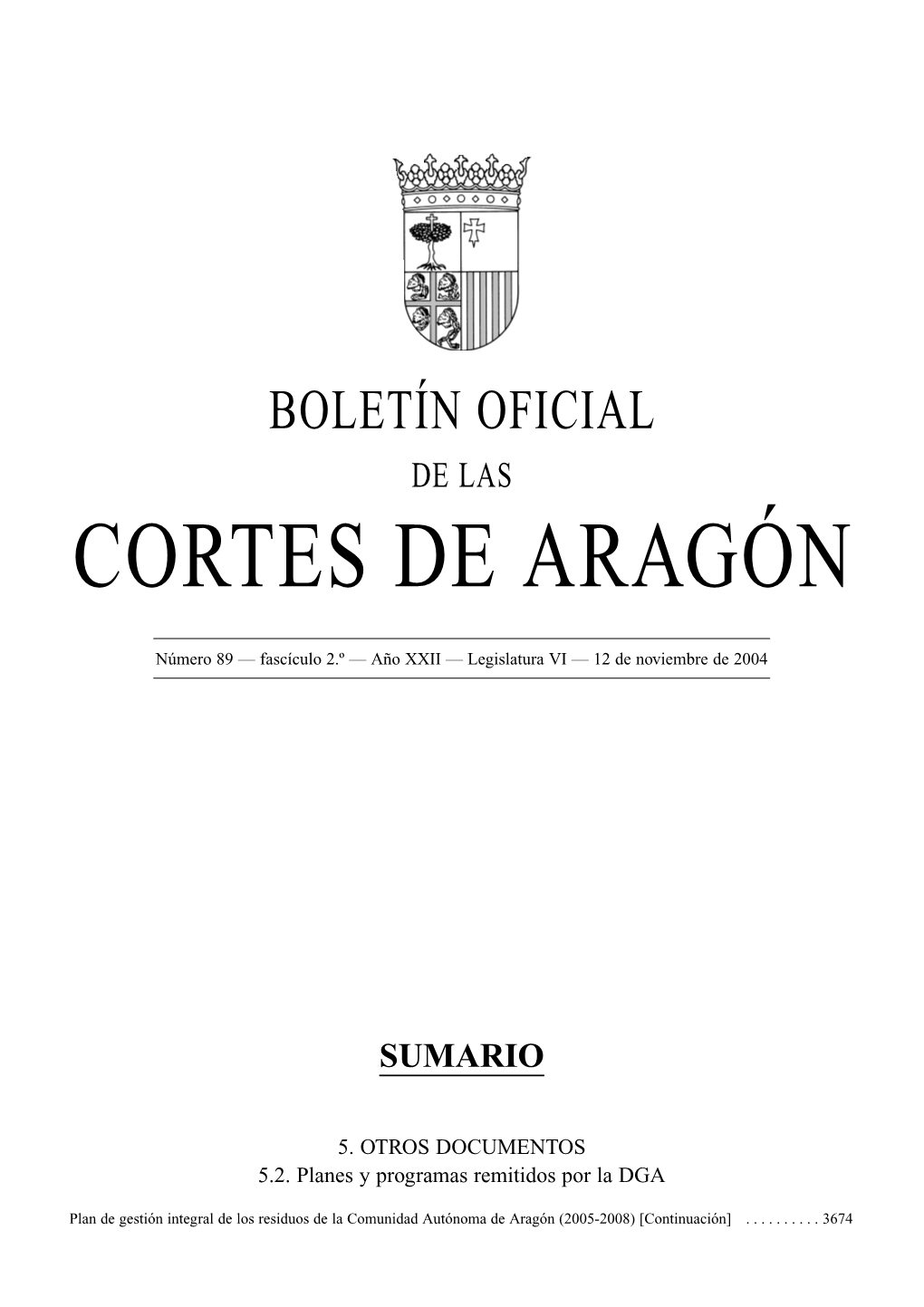 Boletín Oficial De Las Cortes De Aragón