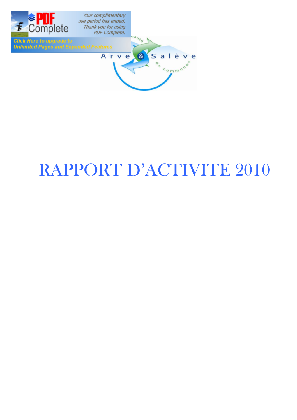 Rapport D'activite 2010