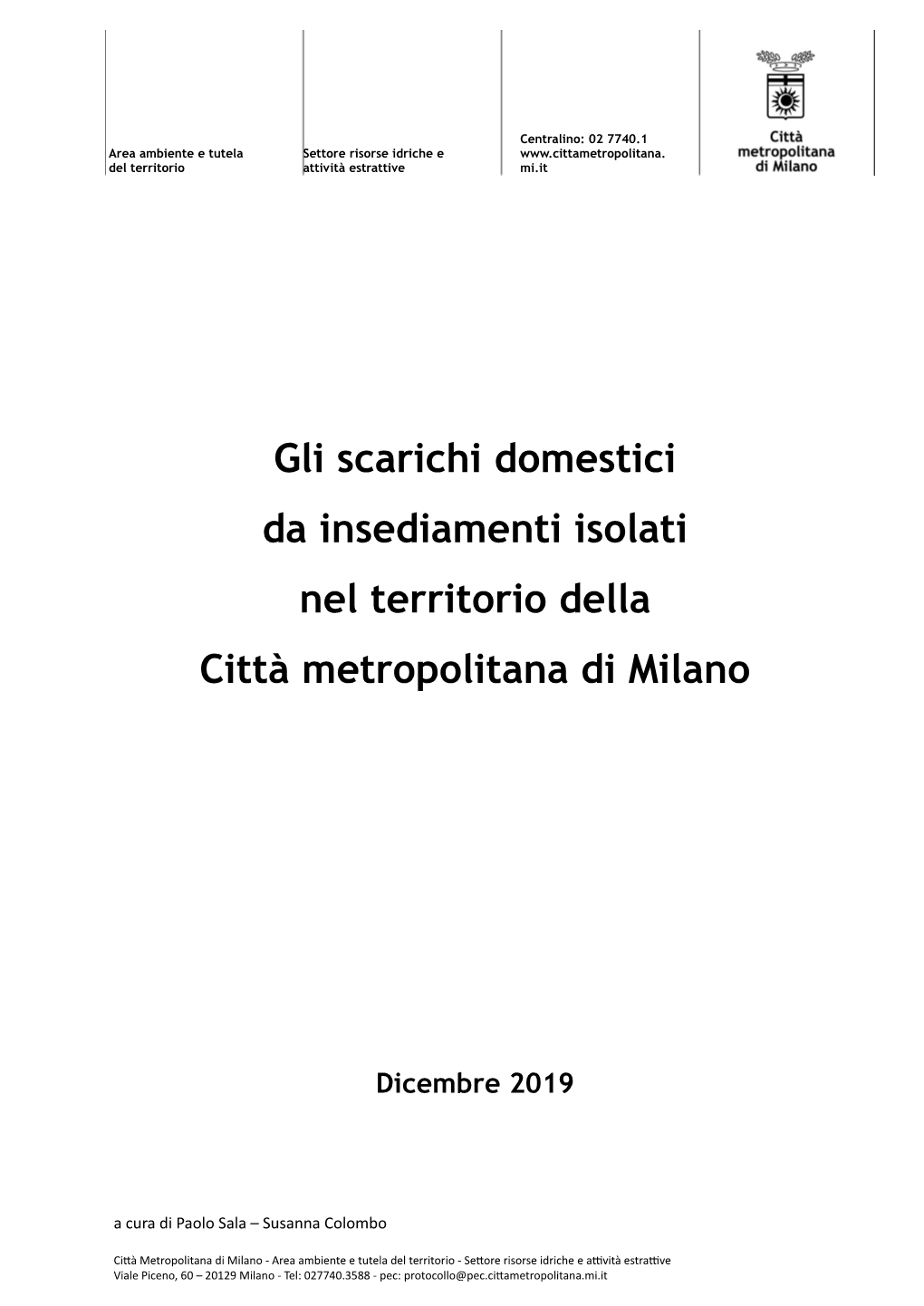 Gli Scarichi Domestici Da Insediamenti Isolati Nel Territorio Della Città Metropolitana Di Milano