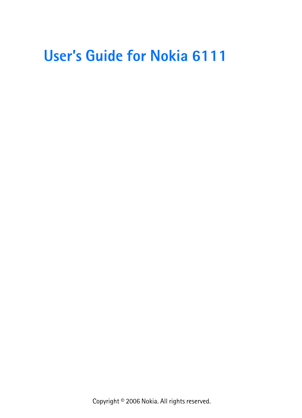 User's Guide for Nokia 6111