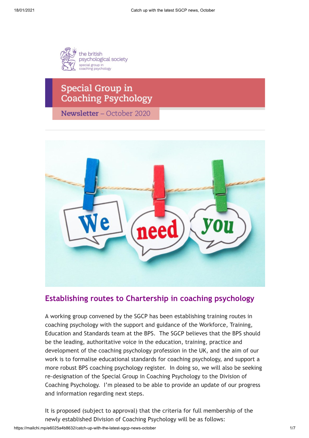 Establishing Routes to Chartership in Coaching Psychology