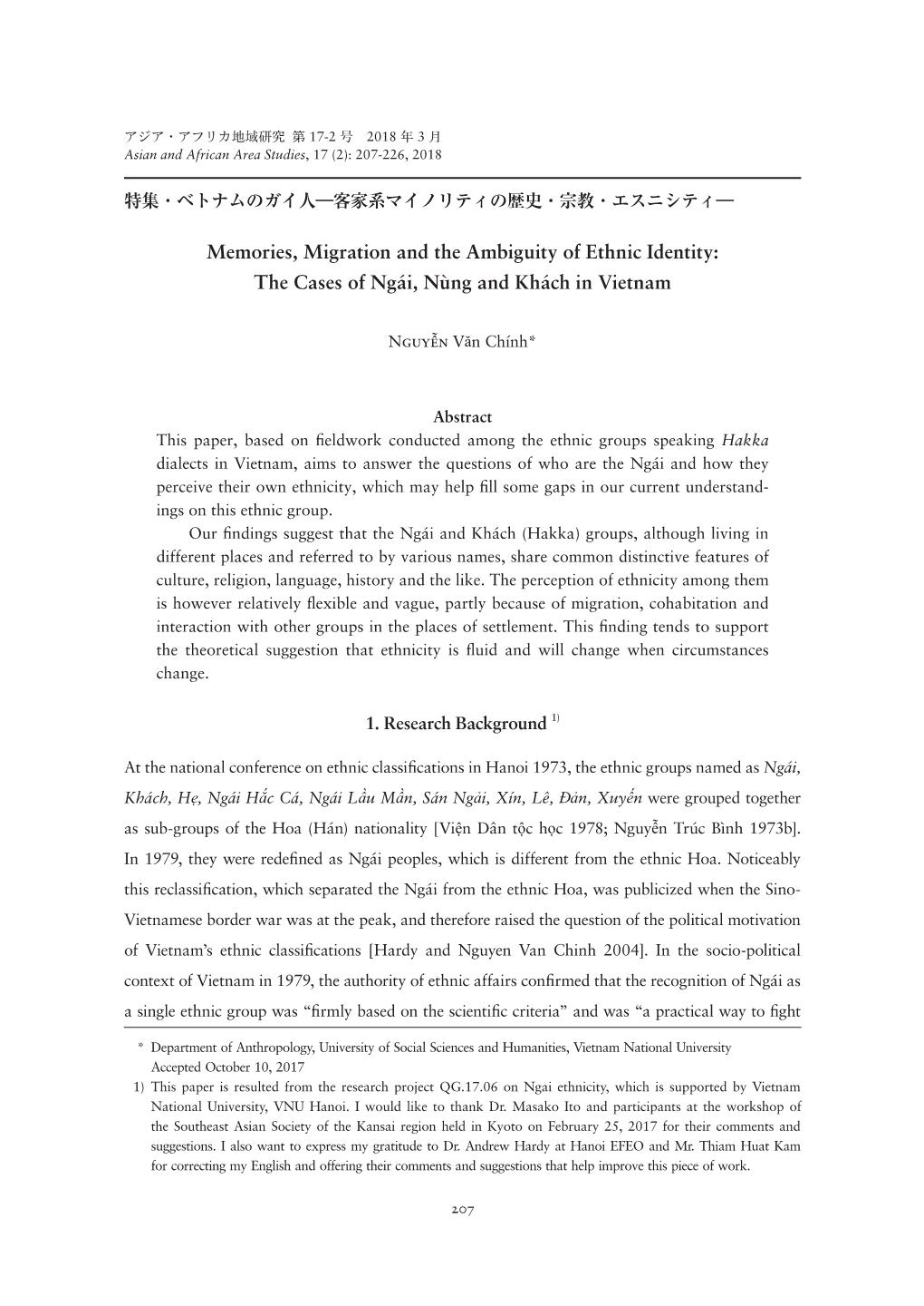 The Cases of Ngái, Nùng and Khách in Vietnam