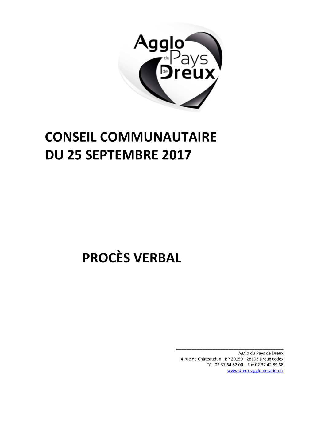 Conseil Communautaire Du 25 Septembre 2017 Procès Verbal