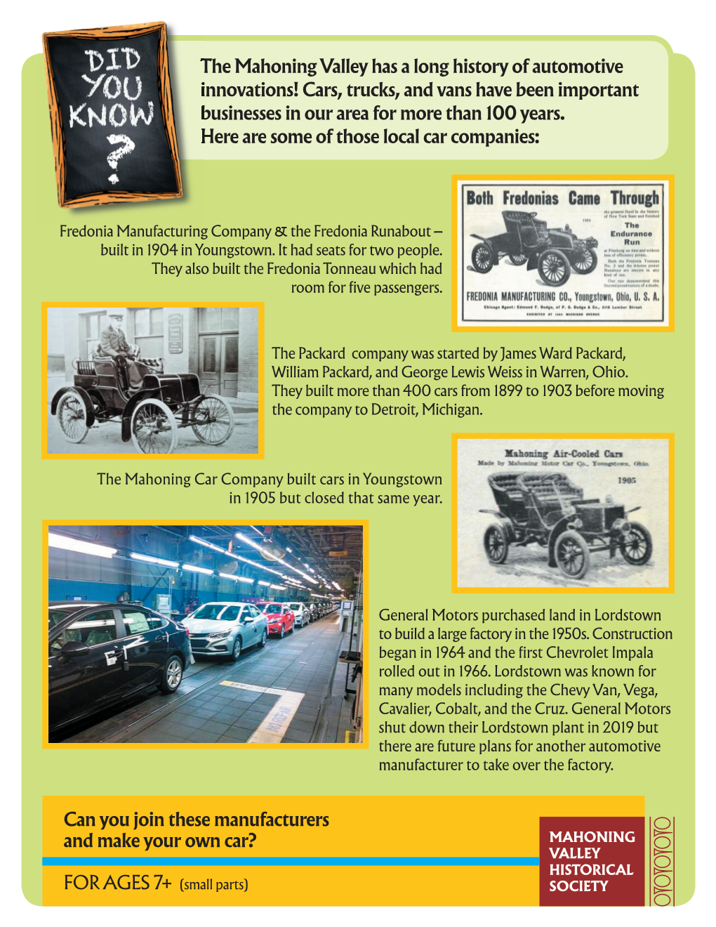 The Mahoning Valley Has a Long History of Automotive Innovations! Cars, Trucks, and Vans Have Been Important Businesses in Our Area for More Than 100 Years