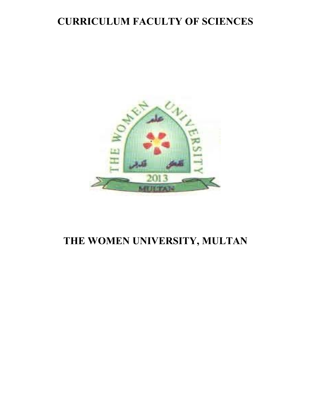 Curriculum Faculty of Sciences the Women