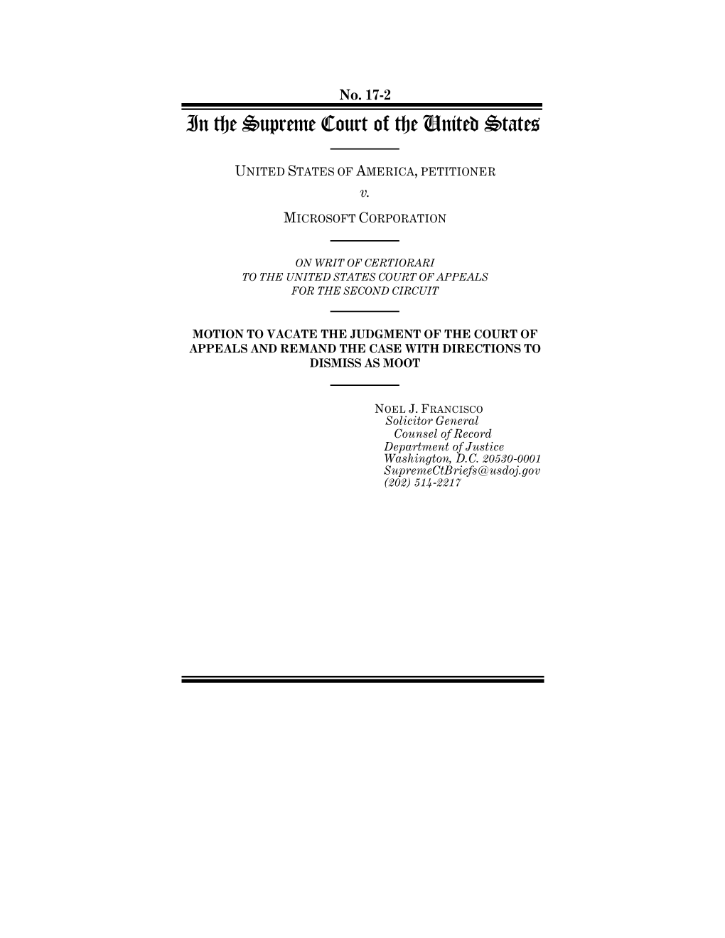 Motion to Vacate the Judgment of the Court of Appeals and Remand the Case with Directions to Dismiss As Moot