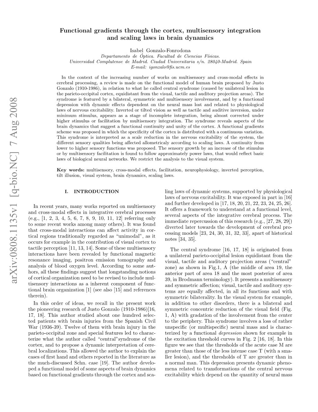 Functional Gradients Through the Cortex, Multisensory Integration And