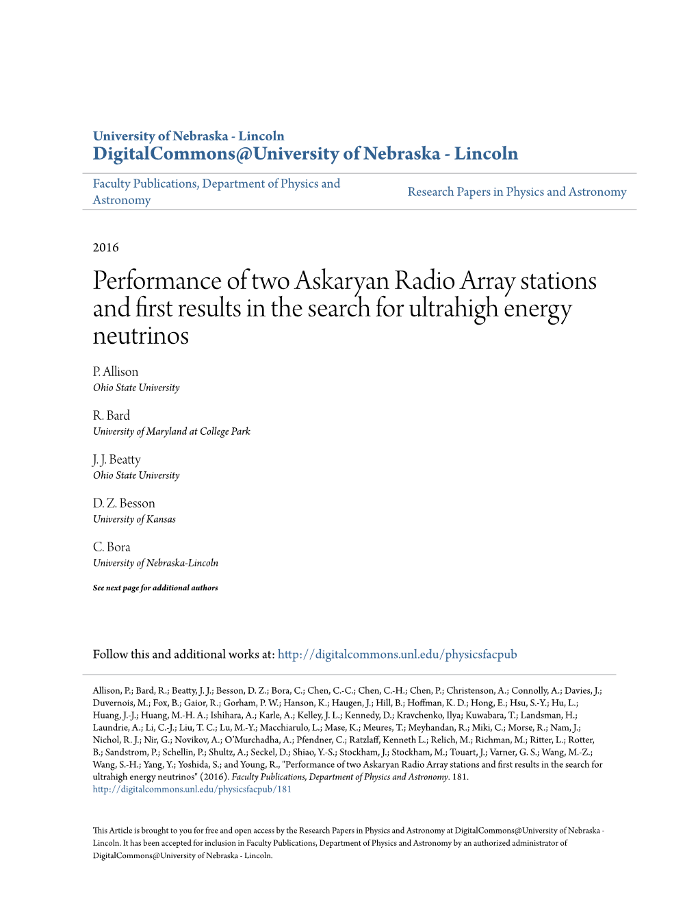 Performance of Two Askaryan Radio Array Stations and First Results in the Search for Ultrahigh Energy Neutrinos P