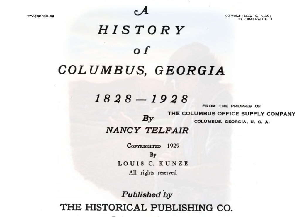 HISTORY of COLUMBUS *MUSCOGEE* Georgia