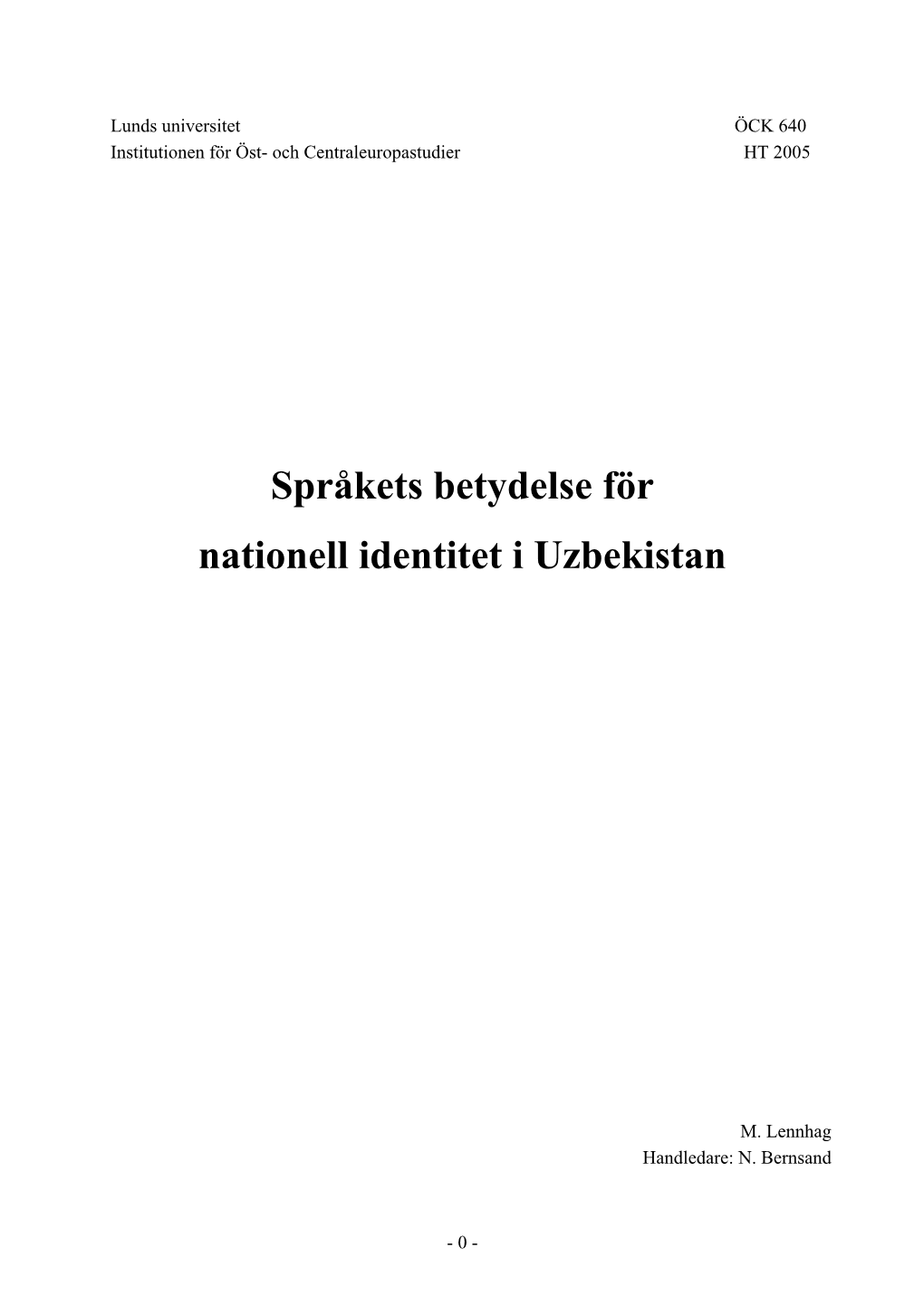 Språkets Betydelse För Nationell Identitet I Uzbekistan