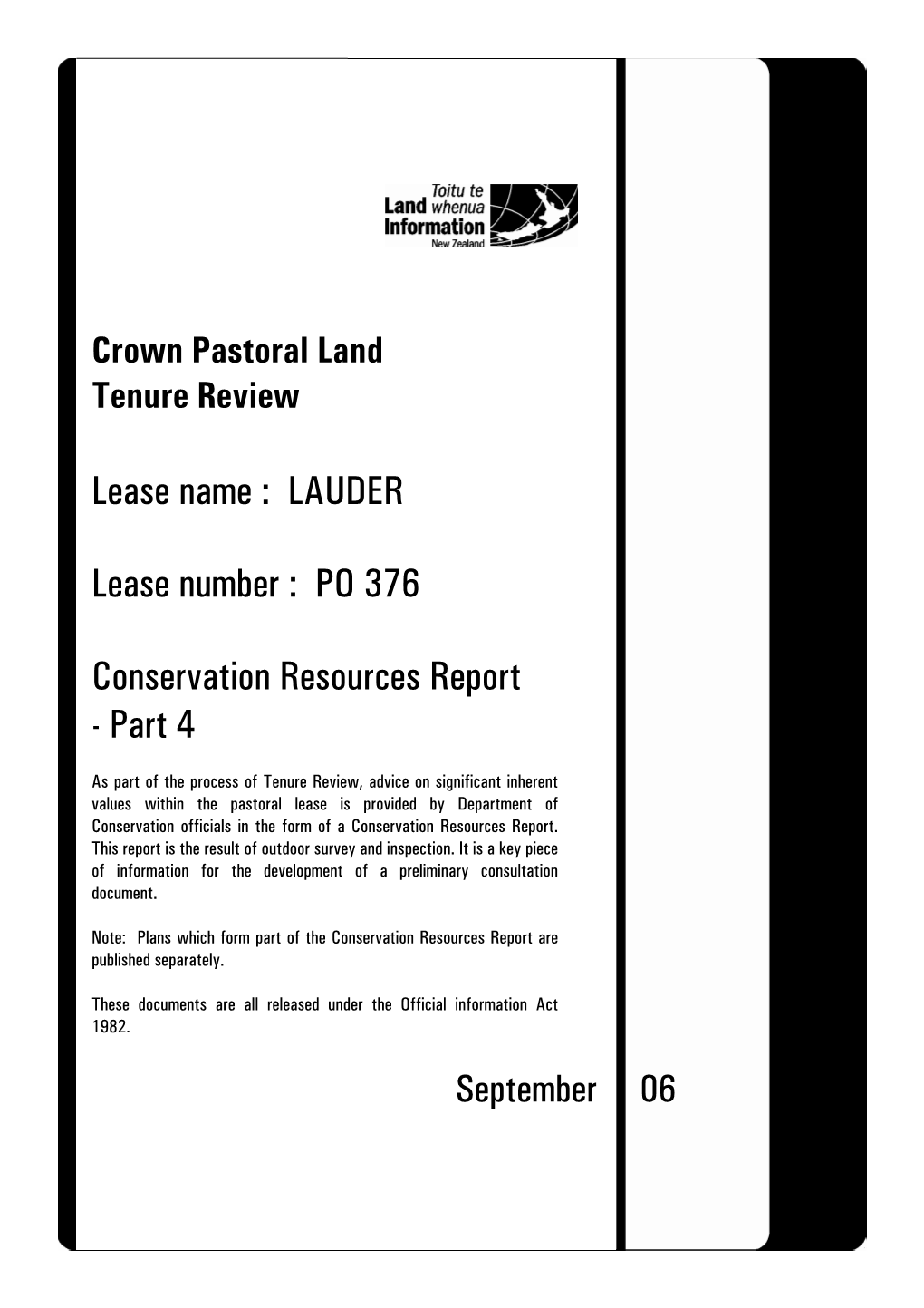 DOCDM-370059 Lauder CRR Updated Lizard Info.Doc RELEASED UNDER the OFFICIAL INFORMATION ACT