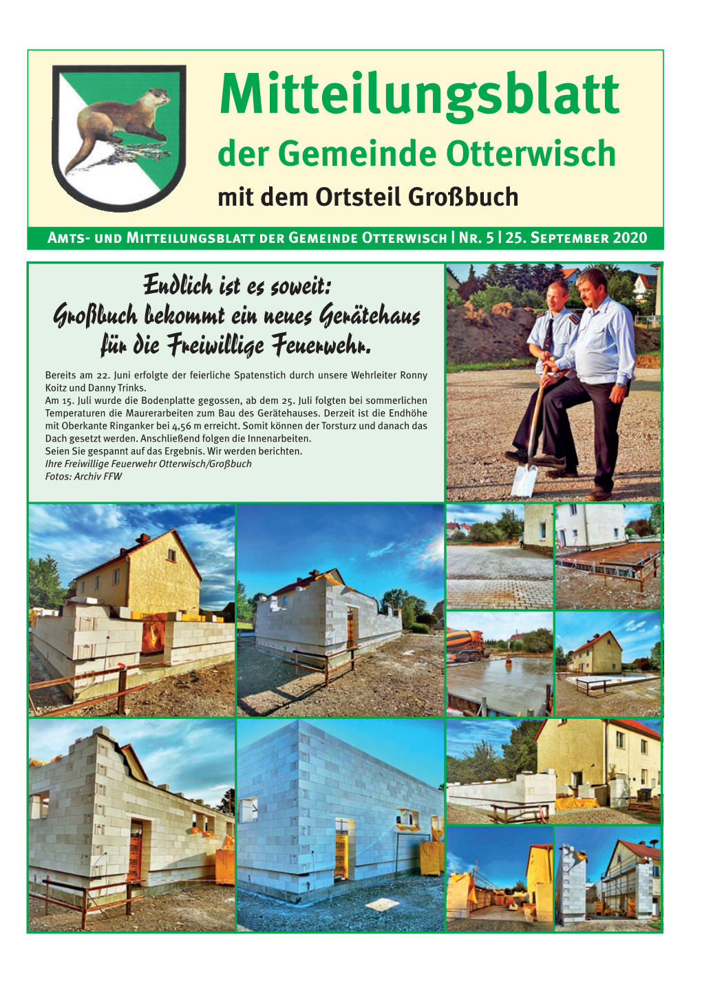 Der Gemeinde Otterwisch Mit Dem Ortsteil Großbuch Amts- Und Mitteilungsblatt Der Gemeinde Otterwisch | Nr