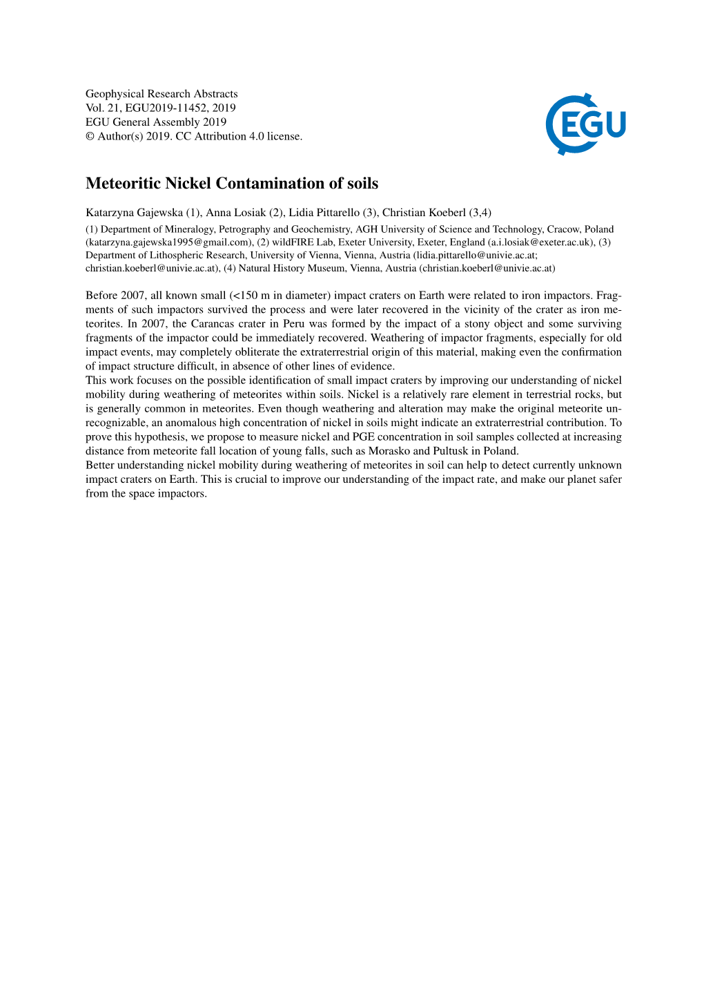 Meteoritic Nickel Contamination of Soils