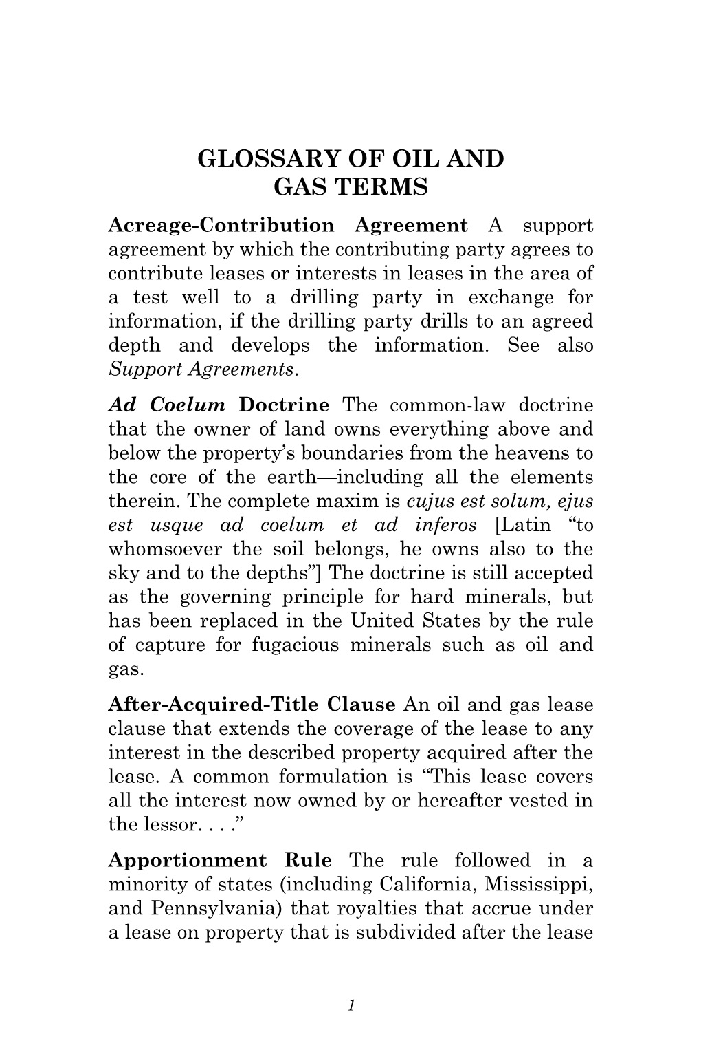 Glossary of Oil and Gas Terms