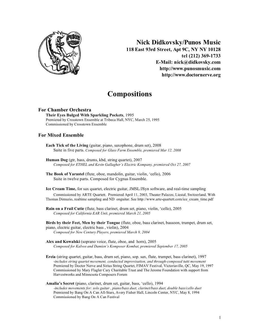 Catalog of Compositions