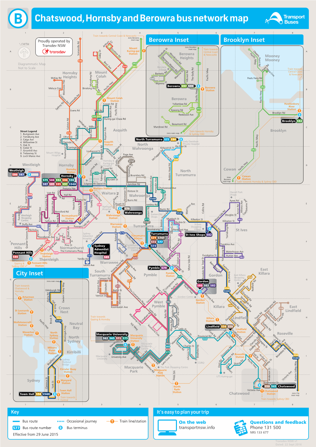 Chatswood, Hornsby and Berowra Bus Network Map