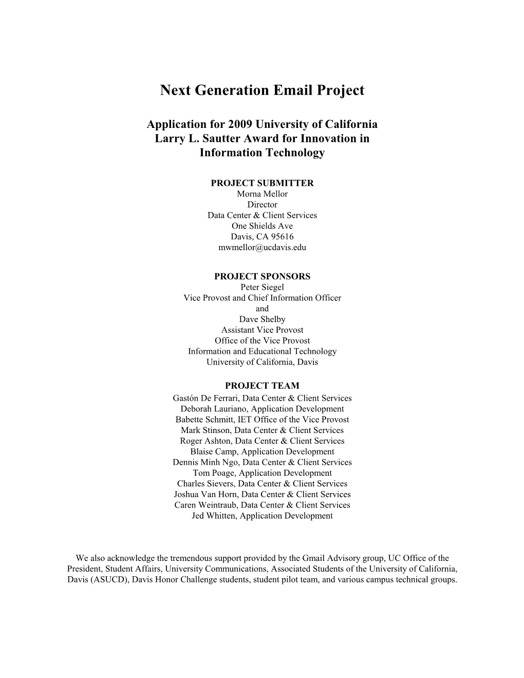 Next Generation Email Project