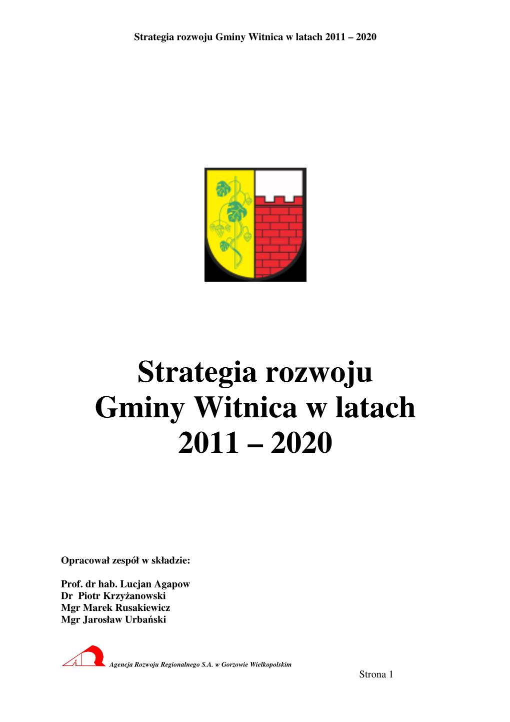 Strategia Rozwoju Gminy Witnica W Latach 2011 – 2020