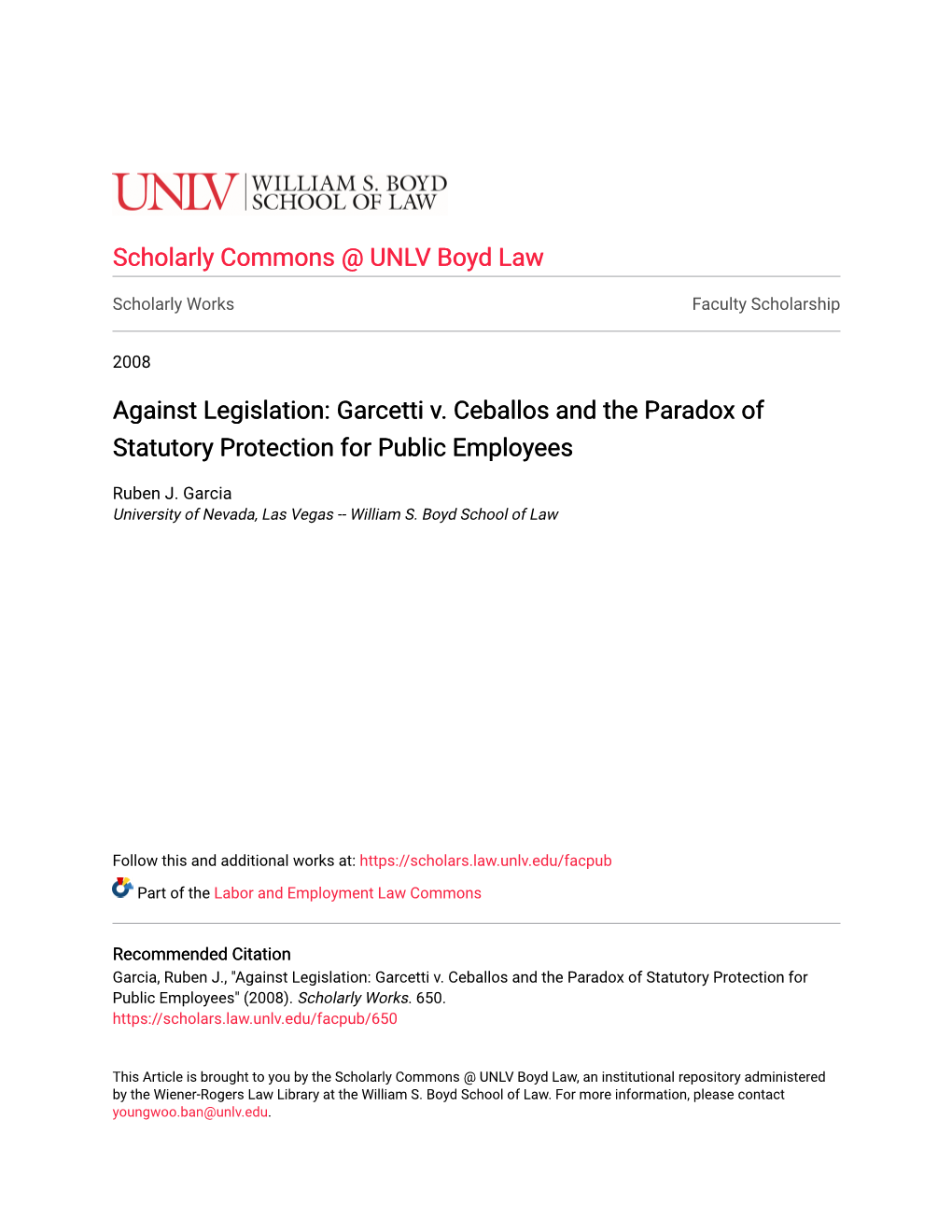 Garcetti V. Ceballos and the Paradox of Statutory Protection for Public Employees