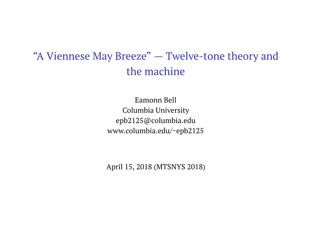 Twelve-Tone Theory and the Machine