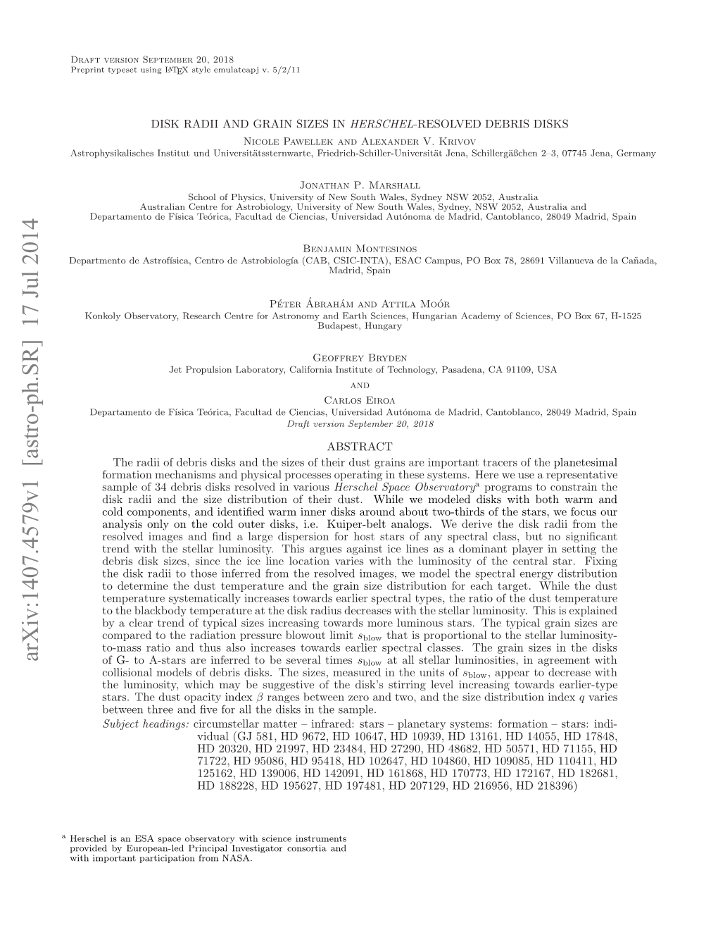 Disk Radii and Grain Sizes in Herschel-Resolved Debris Disks