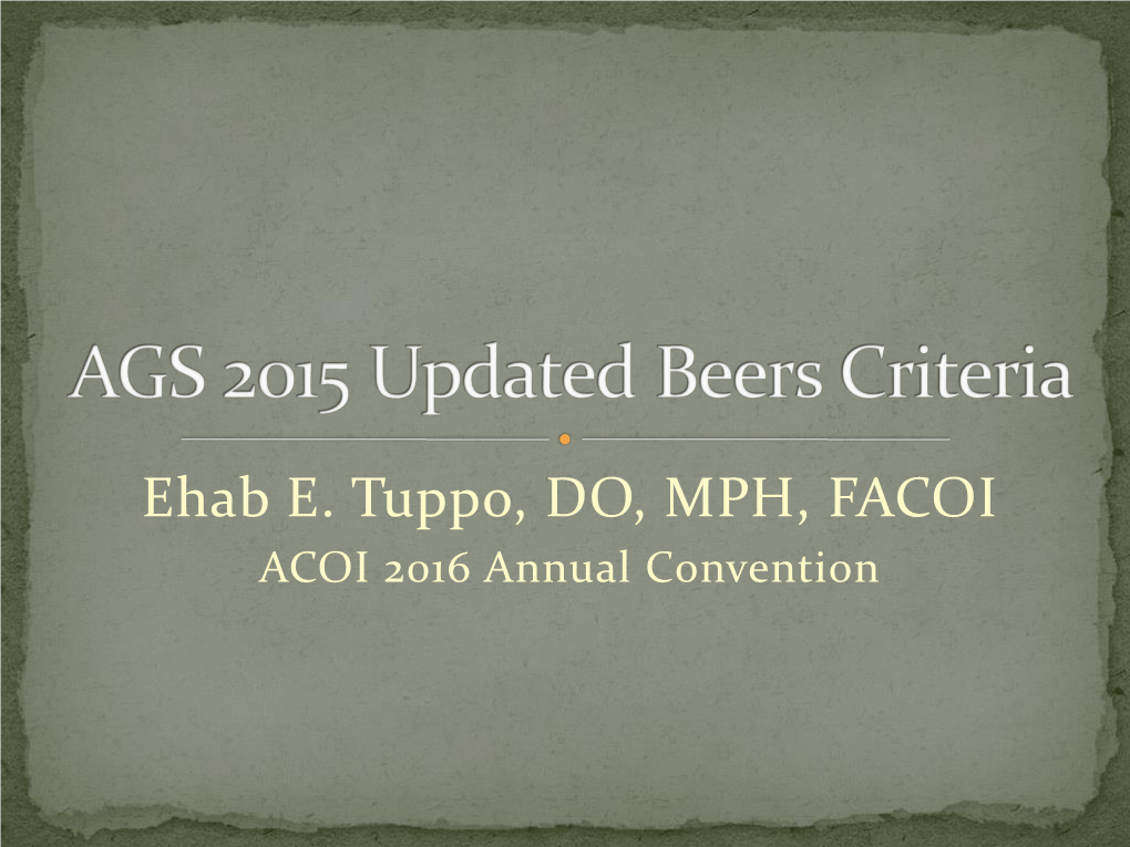 AGS 2015 Updated Beers Criteria