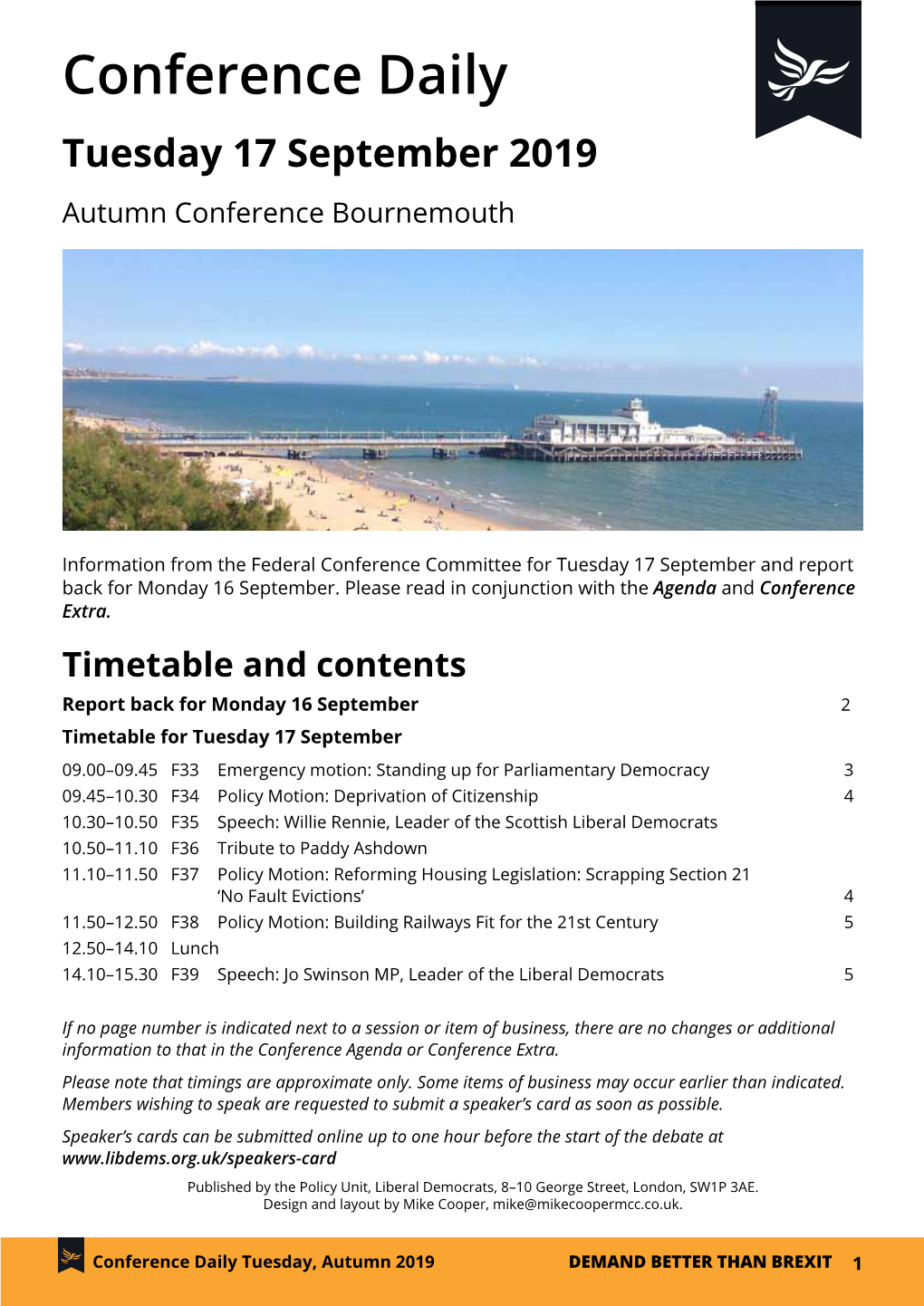 Conference Daily Tuesday 17 September 2019 Autumn Conference Bournemouth