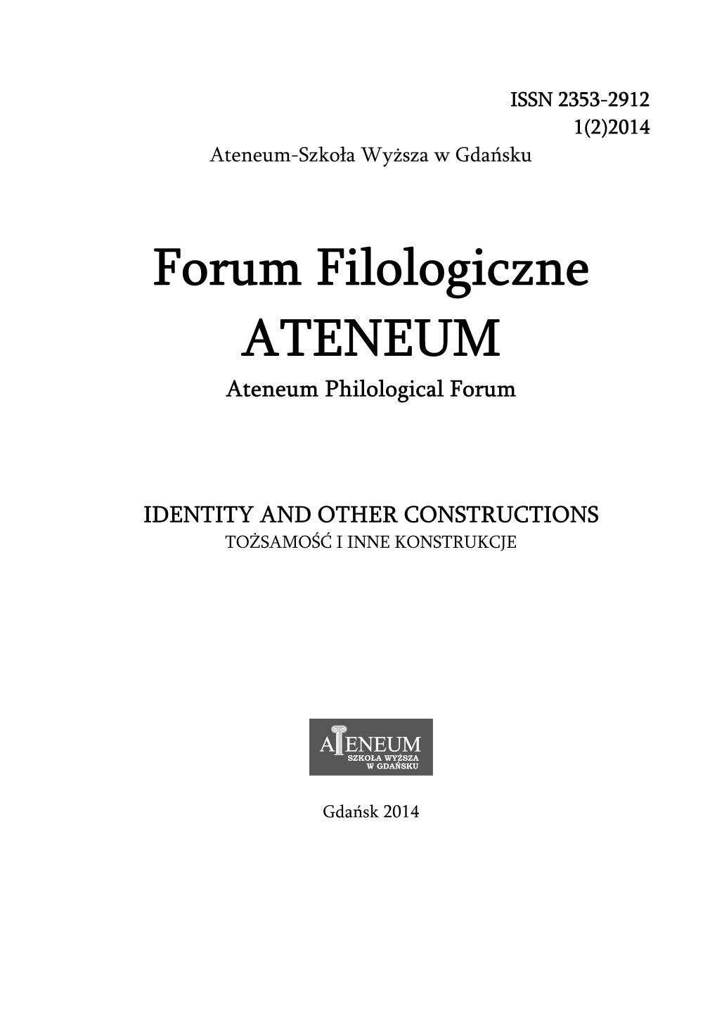 Forum Filologiczne ATENEUM Ateneum Philological Forum