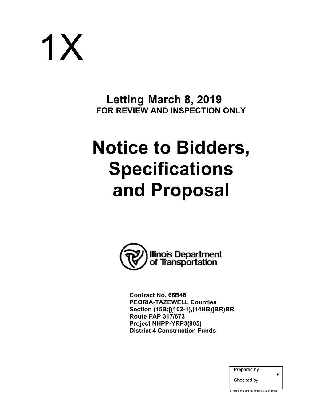 Notice to Bidders, Specifications and Proposal