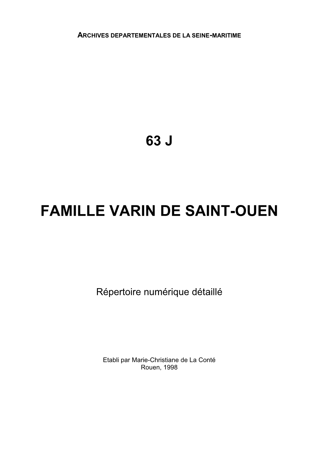 Famille Varin De Saint-Ouen