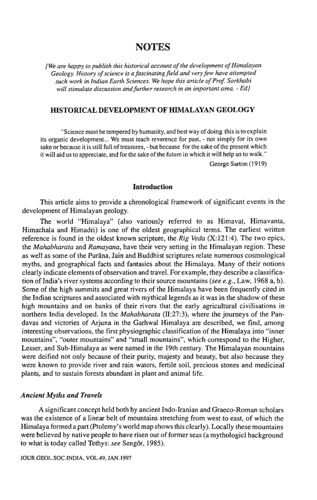 HISTORICAL DEVELOPMENT of HIMALAYAN GEOLOGY Introduction