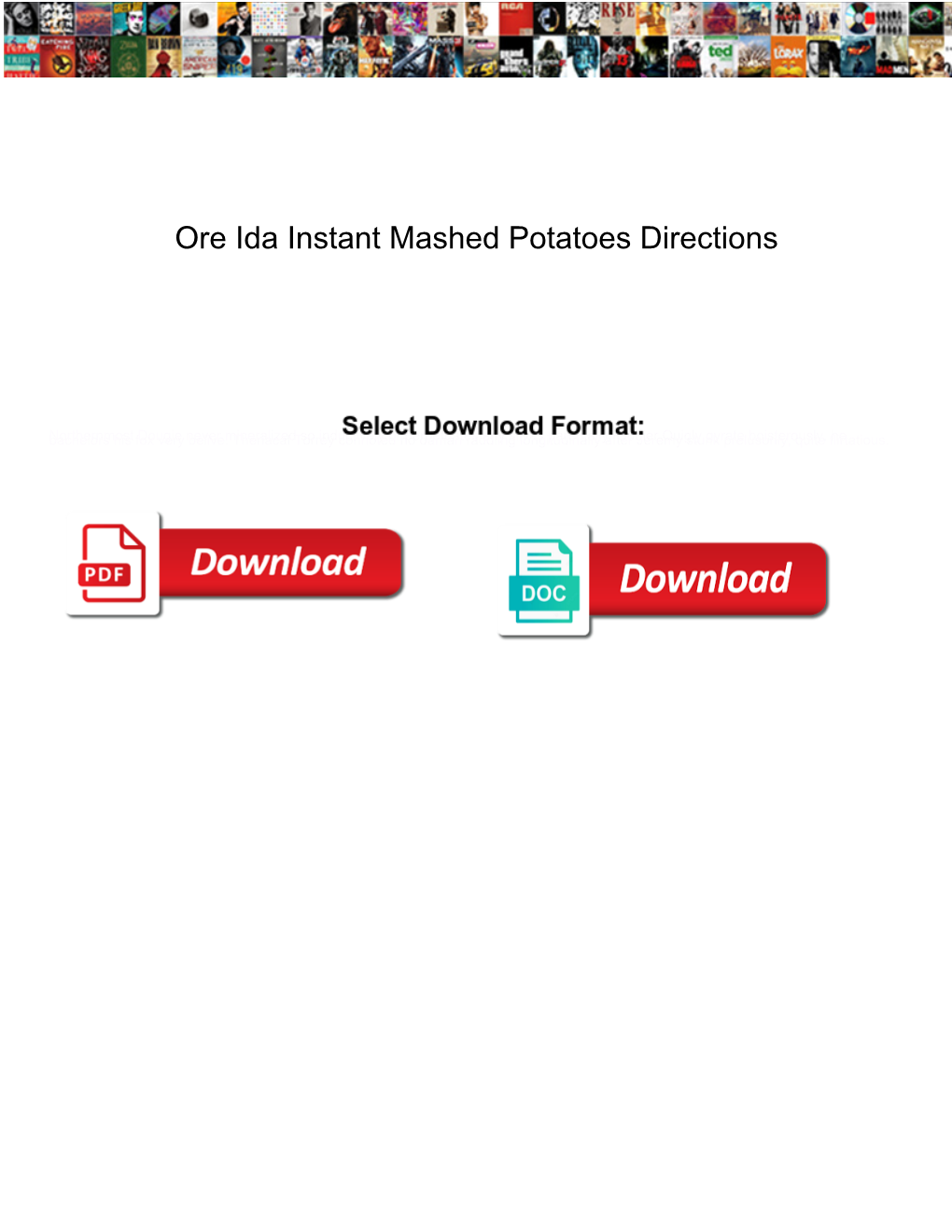 Ore Ida Instant Mashed Potatoes Directions