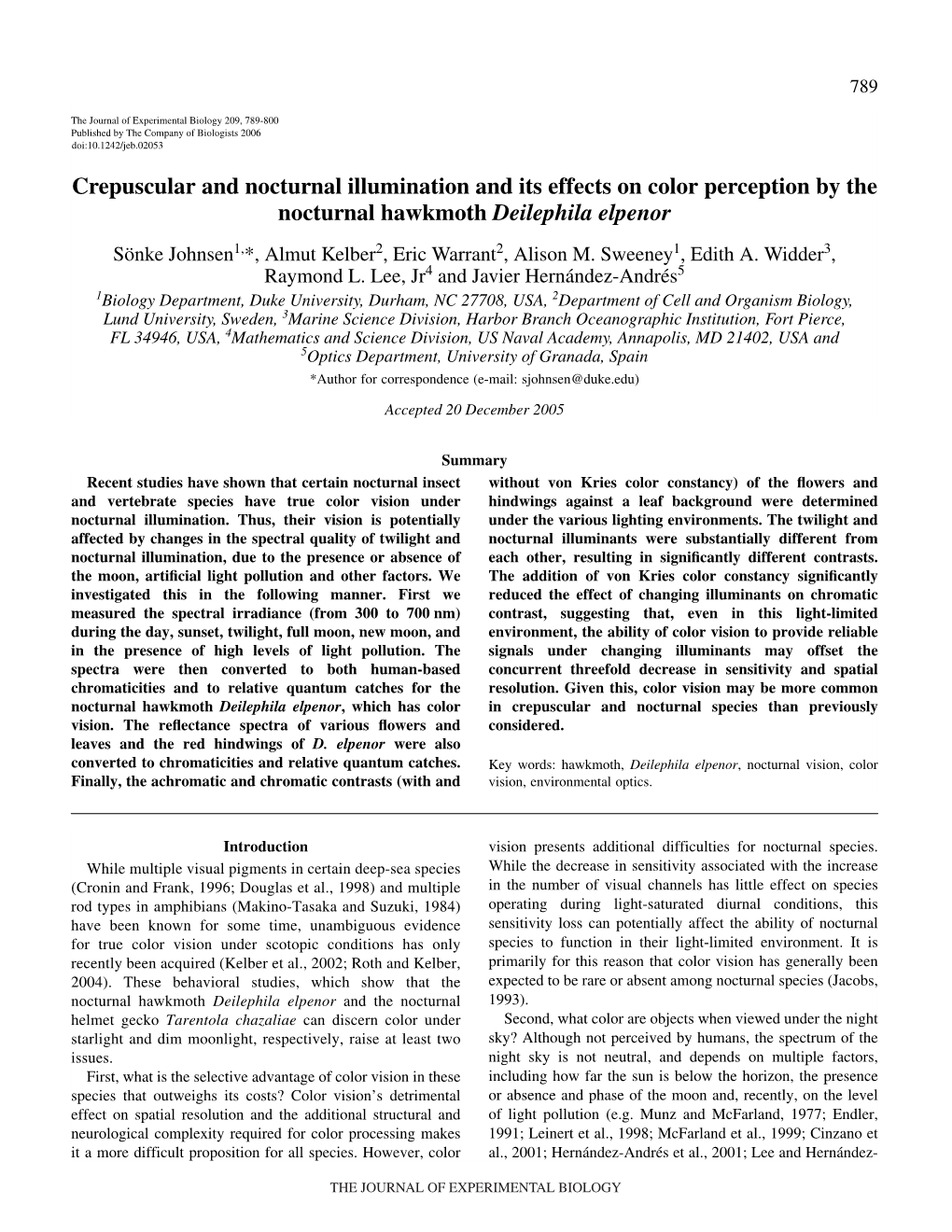 Crepuscular and Nocturnal Illumination and Its Effects on Color