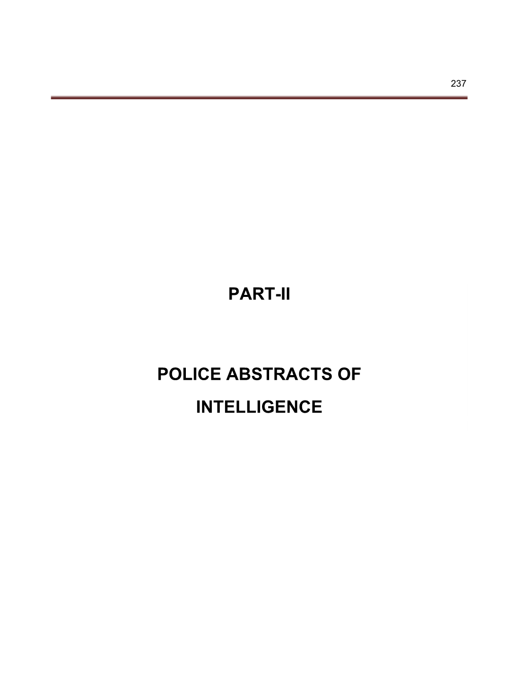 Part-Ii Police Abstracts of Intelligence