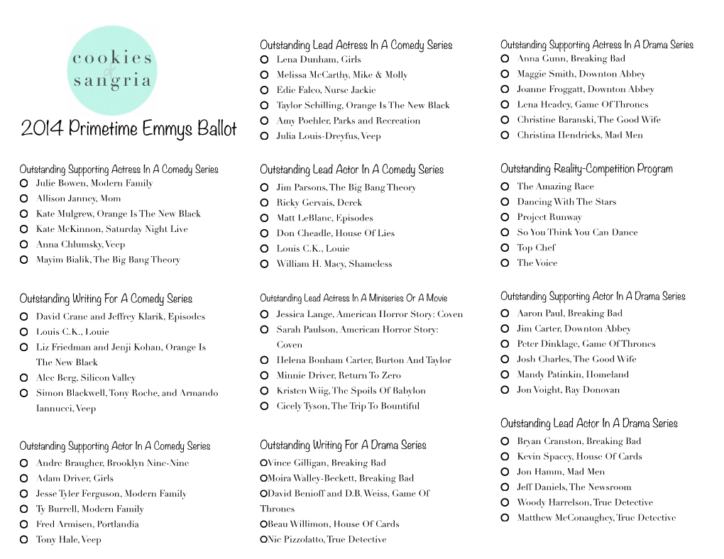 Cs Emmys Ballot 2014